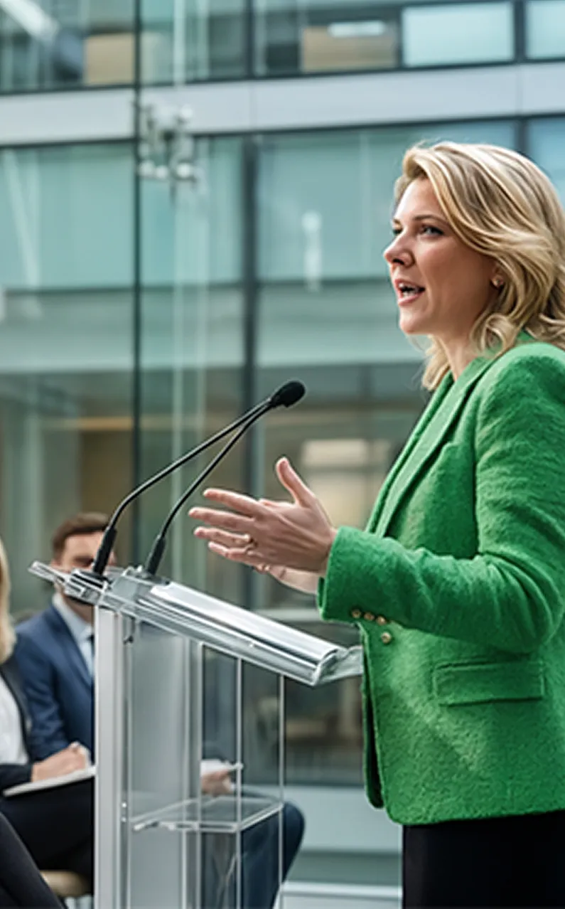 Jean Card speaking at an event